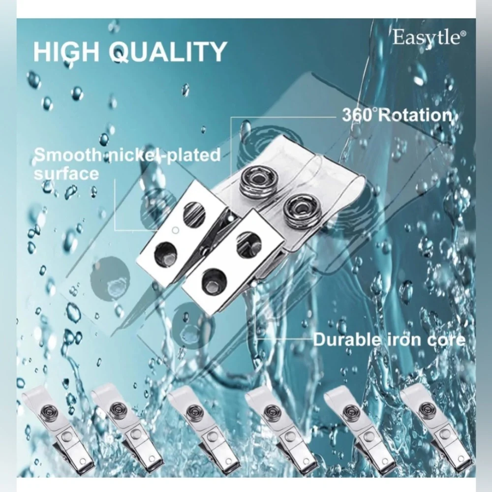 New 28 Pcs Metal Badge Clips with Clear PVC Straps ID Strap Clip ID Badge Clip